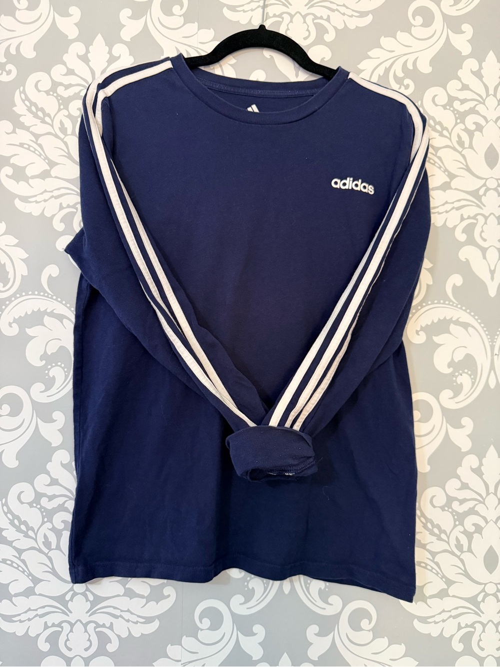 💫4/$25 • Adidas Navy Blue Three-Stripes Cotton Long Sleeve Top